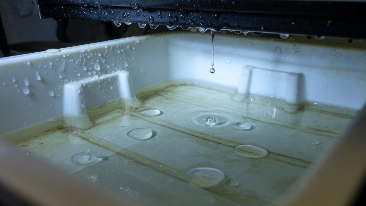 Water collecting in an AC condensate pan under the air handler